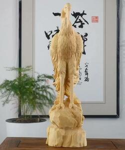 黄楊木彫刻鶴延年置物