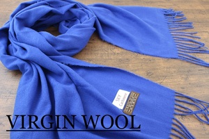 新品【SKY Cashmere VIRGIN WOOL100%】厚手 ウール 無地 ROYAL BLUE ロイヤルブルー Plain 大判 ストール/マフラー 防寒