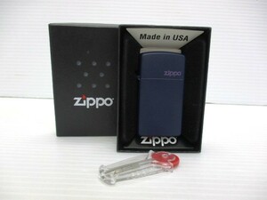 【12-44】ZIPPO ジッポー マットネイビー オイルライター 交換用石付き 喫煙具