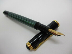 12-145　Pelikan　Souveran　ペン先　14C-585　F　万年筆　ペリカン　スーベレーン　グリーンストライプ