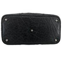 TUCKY ゾウ革　ダレスバッグ　2way ブラック　口枠バッグ ハンドバッグ　鍵付き　ショルダーバッグ　elephant leather　象革_画像5