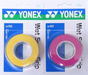 ■ Yonex Wet Super Grip AC102 [3 части] 2 комплекта желтого и розового ④