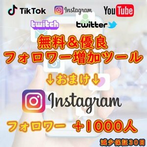 激安★高品質 おまけ【Instagram インスタグラム フォロワー1000人】増加ツールセット