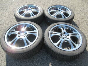 中古タイヤ☆225/45-18 225/45R18 トーヨー mpZ 2021年製 weds クレンツェ ケルベロス メッキ 7.5J+43 114.3 5H マークX クラウン カムリ等