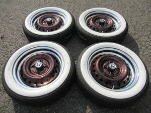 中古タイヤ☆155/65-14 155/65R14 TOYO 2023年製 9分山 ホワイトリボン ホンダ純正 ブラウンXメッキリム 4.5J+40 NBOX Nバン Nワン等に☆