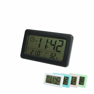 デジタル時計 温湿度計 スタンド 壁掛け 置き時計 掛け時計 小型 コンパクト デジタル 時計 温度 湿度 インテリア 【ブラック】