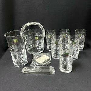 未使用 HOYA CRYSTAL 水割りセット タンブラー 6客セット アイスペール/カラフェ/ピッチャー/グラス/酒器/クリスタルガラス/ドリンクセット