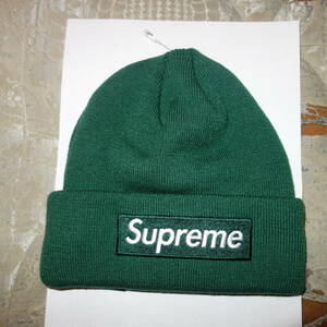 即決 supreme new era box logo beanie green