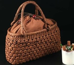 【ケーリーフショップ】職人手作り良品 葡萄かごバッグ 手編み山葡萄籠バッグ バスケット籐かご 　六角花編み