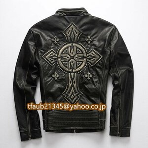 レザージャケット カウハイド 牛革 ライダース 本革 メンズファッション 革ジャン アメカジ バイクレザー ジャンパー S～5XL