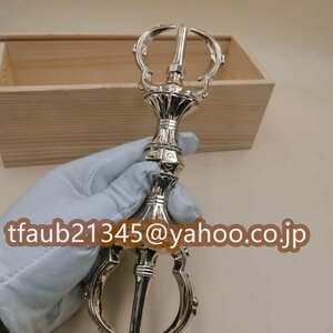 【ケーリーフショップ】三鈷杵 密教法具大々型 長さ23cm 精緻彫り ハイグレード 寺院仏具 手道具 金剛杵真鍮仏具