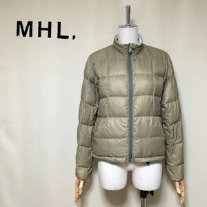 【MHL.】マーガレットハウエル スタンドカラー ジップアップ ダウンジャケット サイズⅡ/M相当 ベージュ レディース 軽量