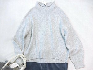 ■23区大きいサイズ44今季イタリア製ウールカシミヤバルキーモックネックニット/グレー19,030円■