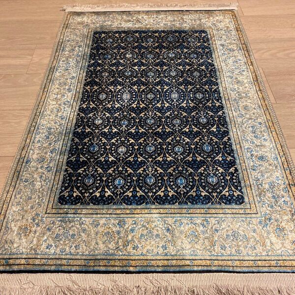 トルコのカーペット60x90cm blue ペルシャ ラグ