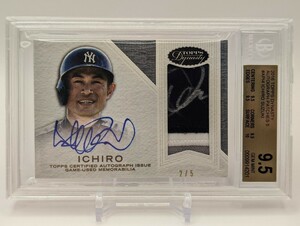 【5枚限定:BGS9.5】イチロー/2016/Topps/Dynasty/Dual 直書き・直筆サイン/GAME-USED MEMORABILIA/GEM MINT/ヤンキース