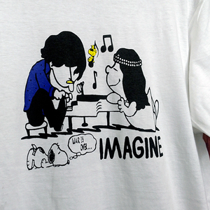 送込　ジョン＆ヨーコ＆スヌーピー IMAGINE　半袖Tシャツ　白　Mサイズ