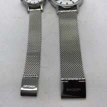 124-0377 MONDAINE SwissWatch 腕時計 ペアウォッチ 金属ベルト シルバー 電池切れ 動作未確認_画像6