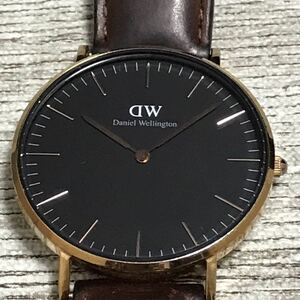 165-0691 Daniel Wellington ダニエルウェリントン クラシック B36R19 メンズ腕時計 レザーベルト ブラウン 黒文字盤 電池切れ 動作未確認