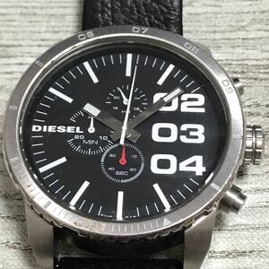 167-0966 DIESEL ディーゼル DZ-4208 メンズ腕時計 ビッグフェイス レザーベルト ブラック 電池切れ 動作未確認
