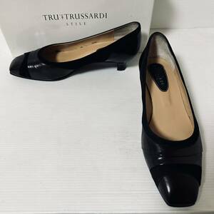 【美品】TRUSSARDI トラサルディ 切替デザインパンプス　レザー×スエード　23.5cm ブラック　＊58