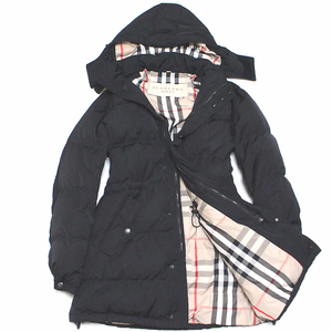 超美品 BURBERRY BRIT バーバリー ブリット リアルグース 2way ダウンコート XL 黒 ジャケット コート ノバチェック総裏地 大きいサイズ