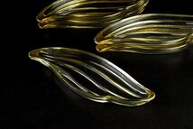 【蔵c9102b2】ガラス　縁金　葉型　長皿　木の葉皿　五客_画像1