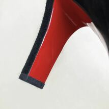 [美品] Christian Louboutin クリスチャンルブタン スエード ブーツ 黒 赤 ショート 裏貼済 38 1/2_画像10