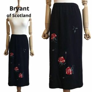 Bryant OF SCOTLAND カシミヤ100％ 薔薇編み込み ロングスカート