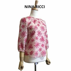 NINA RICCI バックジップアップ シルクブラウス　トップス 花柄