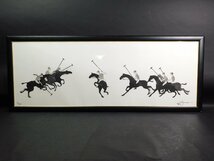 Julian Williams ジュリアン・ウィリアムズ ポロ・バトル１ 銅版画 大型作品 額装 英国の版画家 w230820_画像2