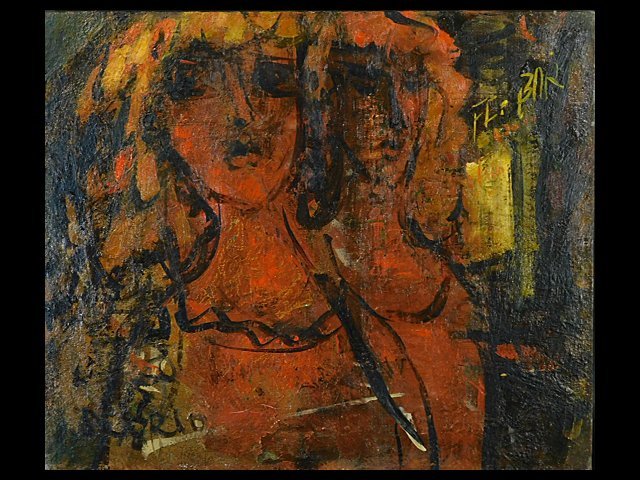 山崎纪夫 妓女 F8 布面油画 带框特制纸盒 游历欧洲(法国)的画家, 西班牙, 等)并在海外活跃 OK4130, 绘画, 油画, 肖像
