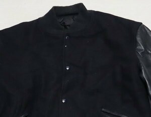WJ99バトウィンBUTWINアメリカ古着アメリカ製ウールジャケット袖革スタジャンXXLビッグサイズ中綿入90’Sビンテージ黒系アワードジャケット