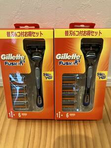 ジレットフュージョン5＋1 本体＋替刃6個付き　新品未開封2セット(ホルダー2本＋替刃12個）GilletteFusion 髭剃り