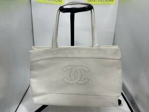 108 1円 CHANEL シャネル CC ココマーク ハンド ショルダー トートバッグ ホワイト カーフスキン 7番台 ブランド