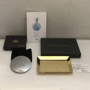 ■ノベルティ 3点セット Hermes エルメス ミニノート / Guerlain ゲラン コンパクトミラー / スタージュエリー ステンレストレー■