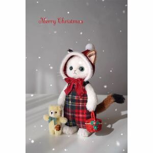 三毛猫ちゃんとくまさん着せかえセット　クリスマス猫ぬいぐるみ　parico doll パリco 