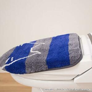 オカ うちねこ 洗浄暖房型専用 ロングサイズ トイレフタカバー 吸着シートタイプ (ブルー)の画像7