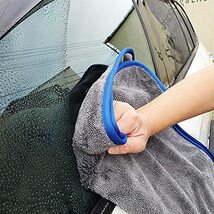 SHSCLY マイクロファイバー洗車タオル 超吸水拭き上げ専用ドライヤークロス 大判厚手ツイストパイル (グレー 青縁_画像5
