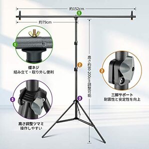 Hemmotop クロマキー グリーンバック 背景スタンド T字型 幅210cmx縦200cm Zoom 撮影用 背景布の画像2