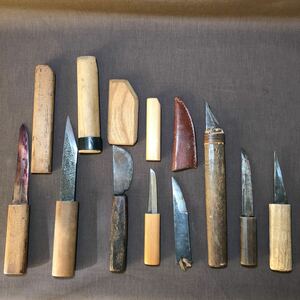 JB345 小刀 切り出し 刃物 ナイフ 8本 大工 古道具 職人道具 コレクション さや付き/さやなし いろいろ