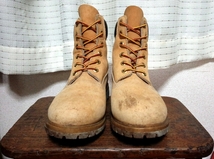 MADE IN USA製 ティンバーランドTimberland 6インチブーツkhakiヌバックレザー アメリカ製90年代 カーキ アウトドアブーツ25.5プレーントゥ_画像2