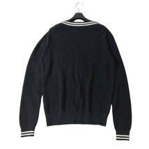 30 【新品】 UNIQLO カシミヤ混 コットン クリケットセーター チルデンニット L ネイビー 紺 Vネック ライン 未使用 ユニクロ レディース_画像5