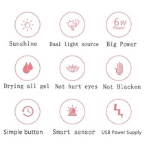 ネイルライト ジェルネイル UV LED ライト 6ｗ ミニ コンパクト 薄型 軽量 パワフル 硬化 携帯 出張 持ち運び便利 USB給電　ピンク☆_画像4