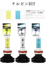 LEDヘッドライト フォグランプ 車検対応 LED H4 Hi/Lo H1 H3　H7 H8 H9 H11 H16 HB3 HB4 3000k/6500k/8000ｋ　黄色　イエロー　白_画像3