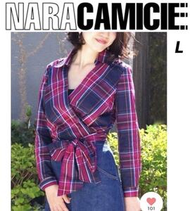 NARACAMICIE ナラカミーチェ　カシュクールチェック 長袖シャツ　L パープル系