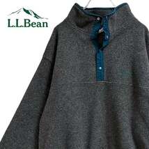 TB555さ@ L.L.Bean 90s レトロ フリース アノラック ハーフボタン プルオーバー メンズ_画像1