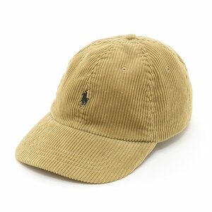 ◆495302 POLO by RALPH LAUREN ポロバイラルフローレン ◆ローキャップ 帽子 太畝 コーデュロイ 牛革ストラップ メンズ ベージュ