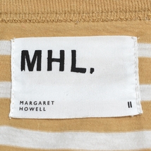 □472597 MHL. マーガレットハウエル MARGARET HOWELL □半袖Tシャツ ボーダーT サイズ2 コットン レディース ベージュホワイト_画像5