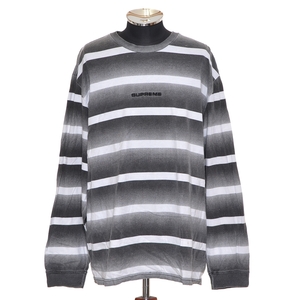 〇490892 Supreme シュプリーム ◯ボーダーTシャツ Fade Stripe L S Top サイズL 2020SS メンズ グレー ホワイト