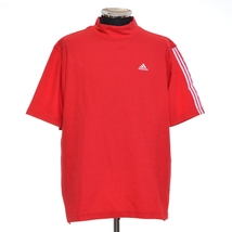 〇493375 adidas GOLF アディダス ゴルフ ○ハイネック 半袖 Tシャツ 鹿の子 ピケ サイズM メンズ レッド_画像1